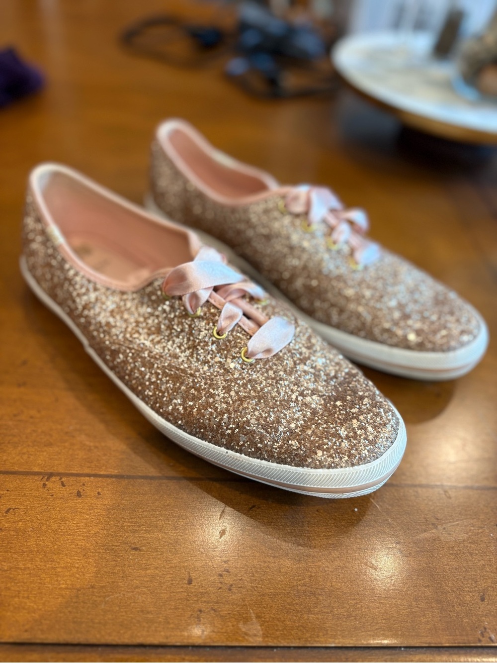 Keds x Kate Spade New York Champion Glitter Sneakers Rose Gold Size 11 - Picture 1 of 7